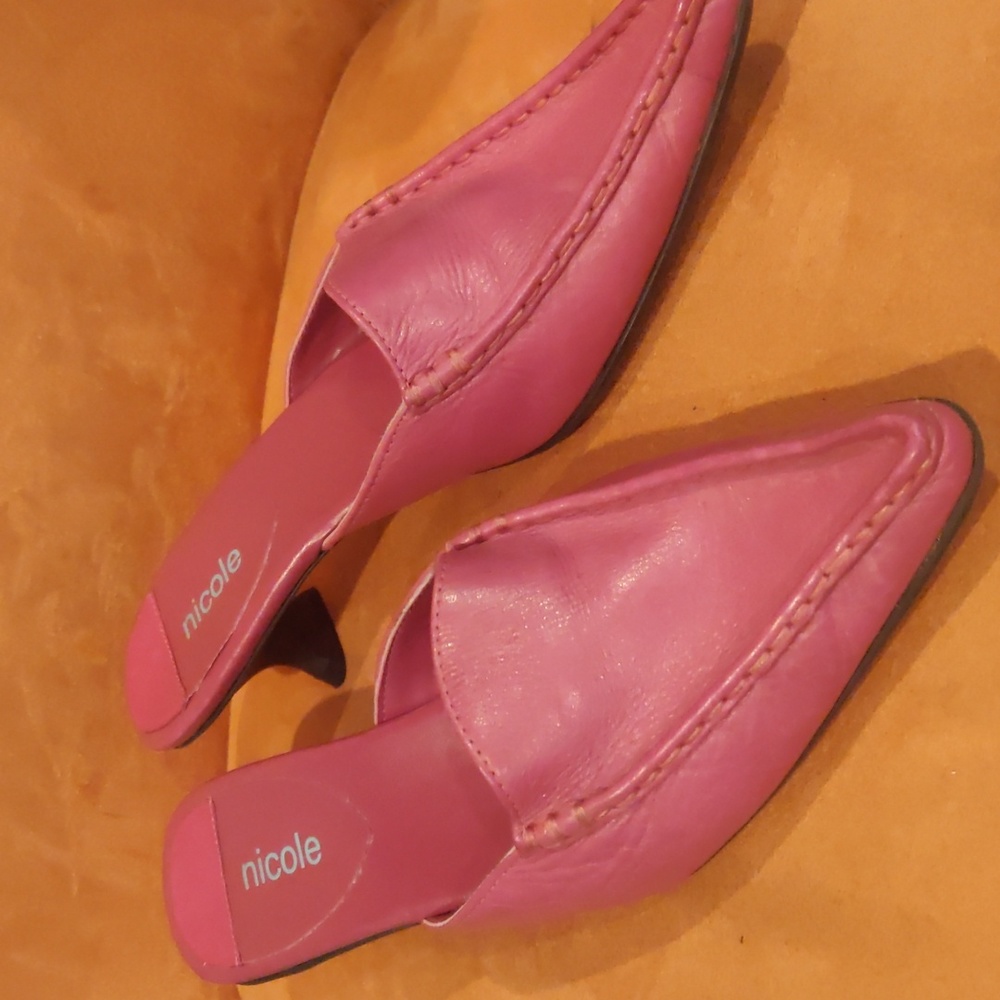 Nicole leather mule slide-in heel
